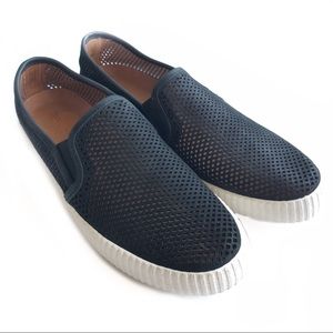 NWOB Frye Black Leather Slip Ons Perforated 9.5